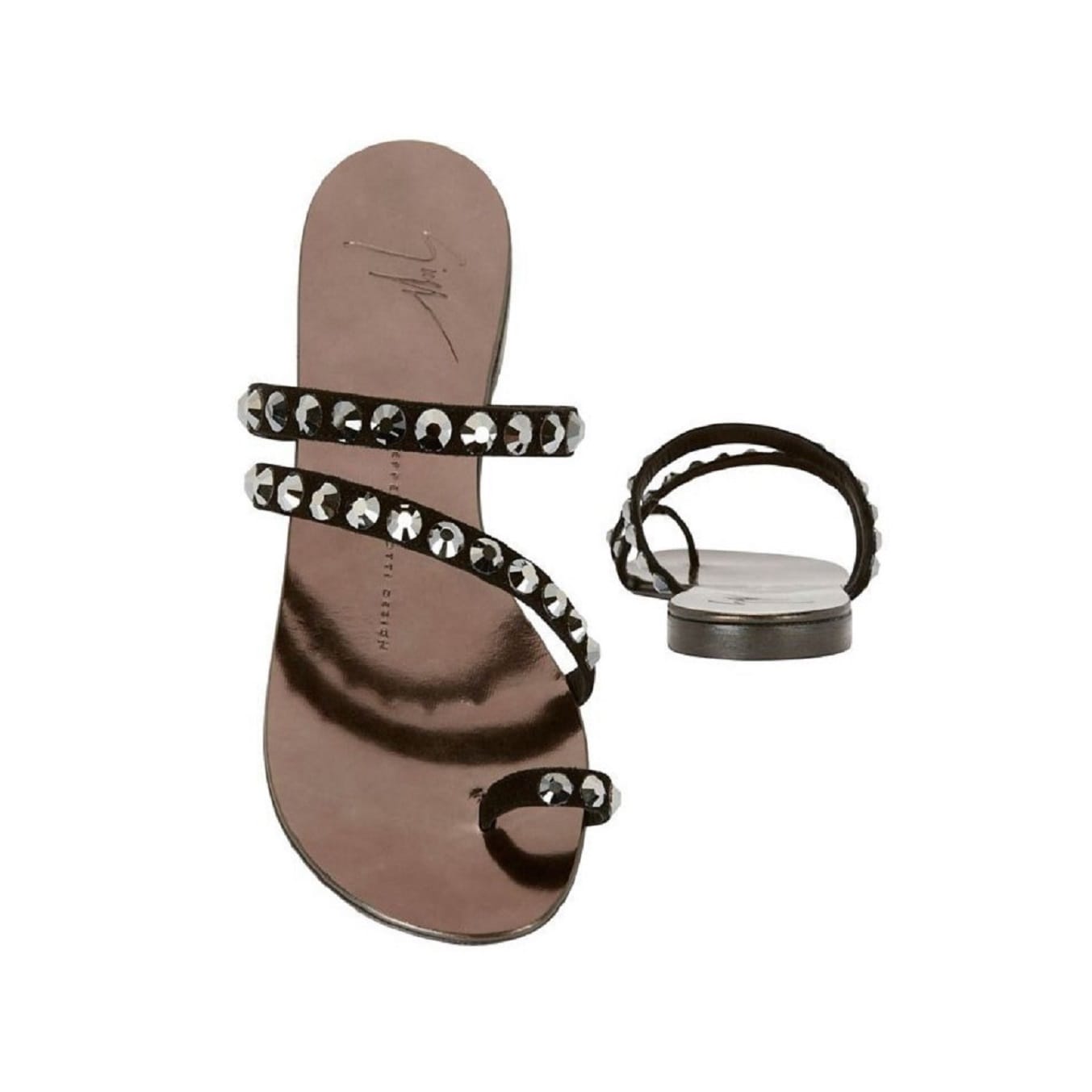giuseppe zanotti nuvo rock jeweled toe ring leather sandal