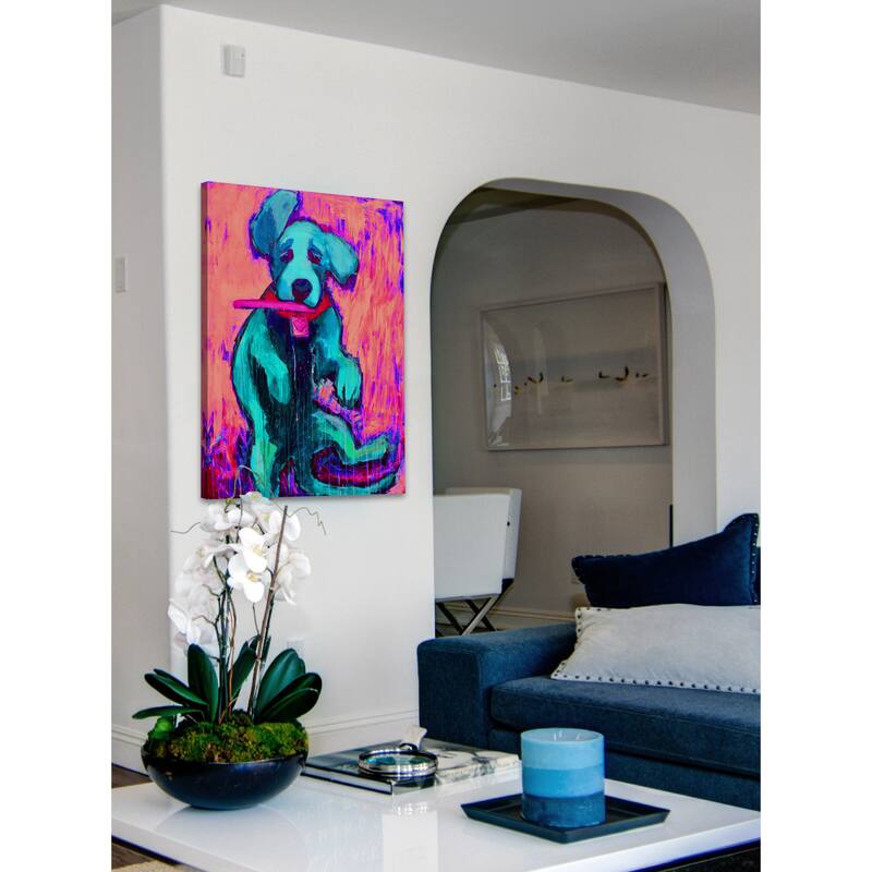 Pink Funky Pup' Painting Print on Wrapped Canvas - Multi-Color