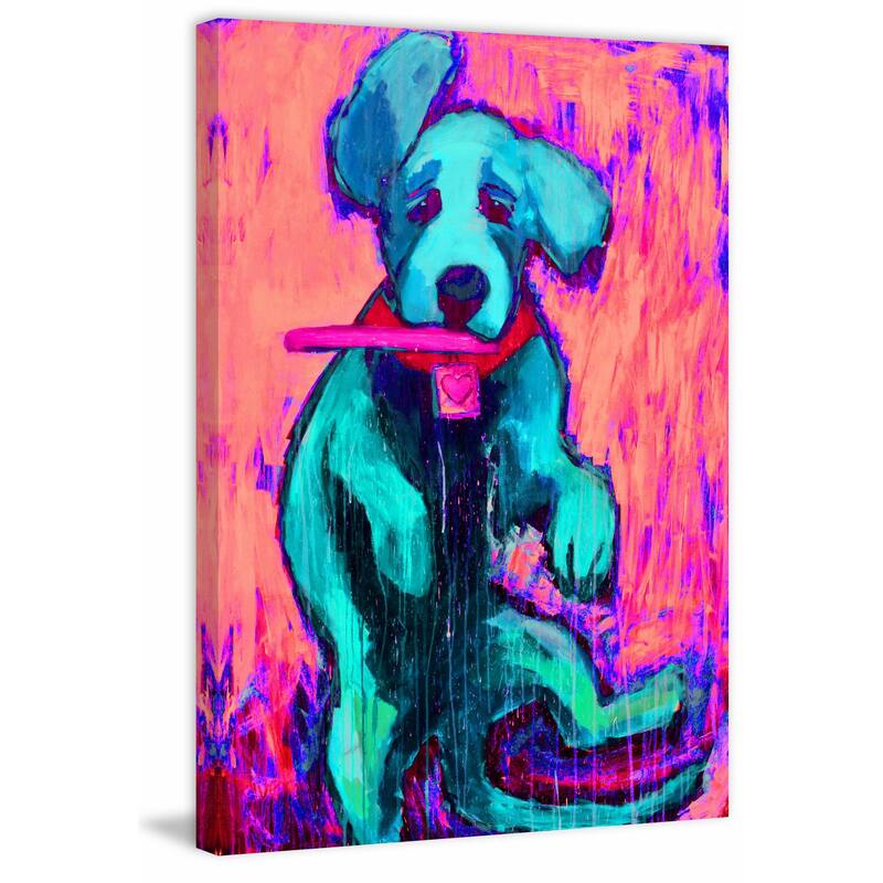 Pink Funky Pup' Painting Print on Wrapped Canvas - Multi-Color