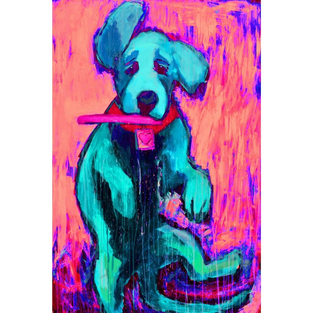 Pink Funky Pup' Painting Print on Wrapped Canvas - Multi-Color