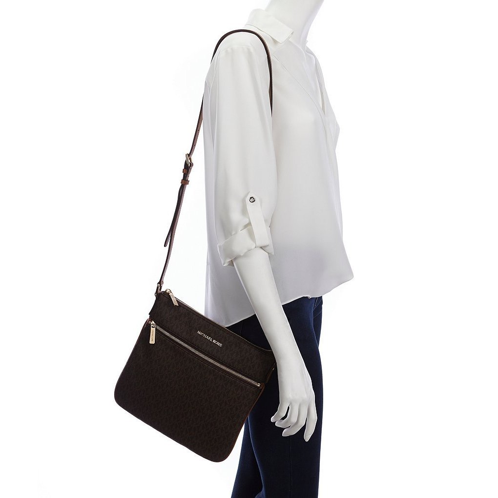 michael kors bedford signature flat crossbody