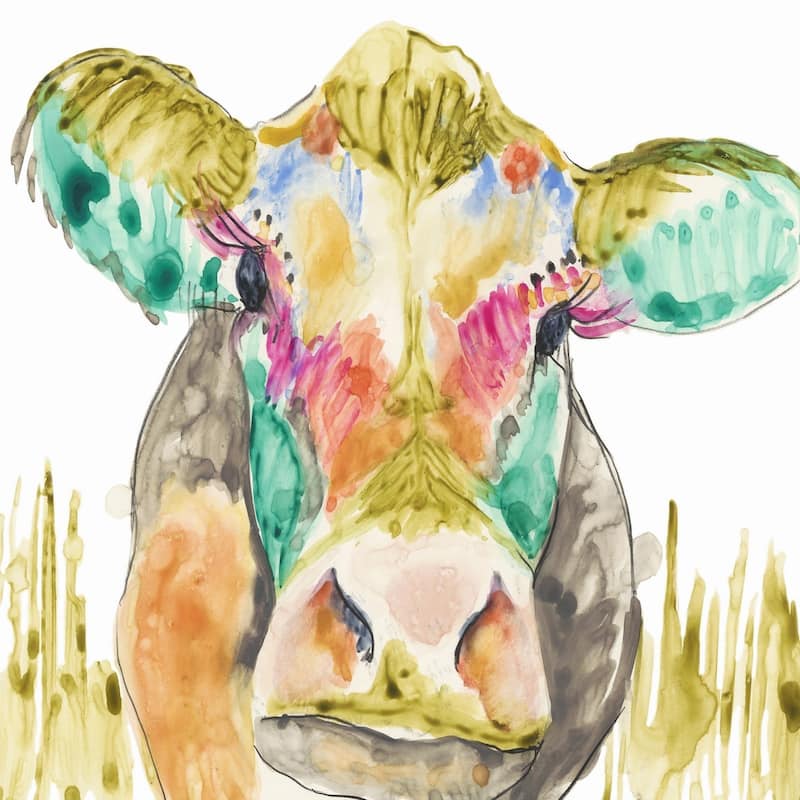 Hifi Cow I' Painting Print on Wrapped Canvas - Multi-Color