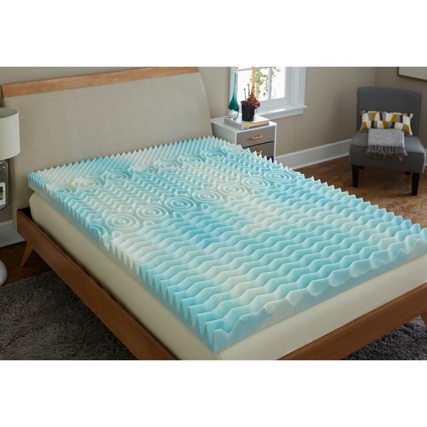 TruPedic USA CoolFlow 4-inch 5 Zone Textured Gel Memory Foam Mattress Topper