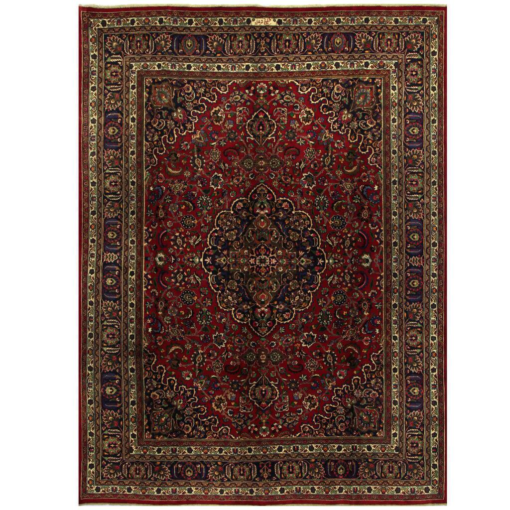 Handmade Herat Oriental Persian Mashad Wool Rug (Iran) - 9'7 x 13'