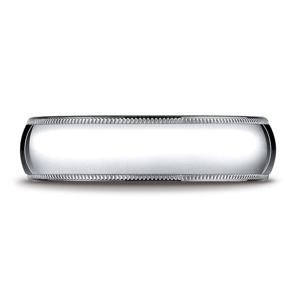 Platinum 6mm Slightly Domed Super Light Comfort-fit Ring With Milgrain