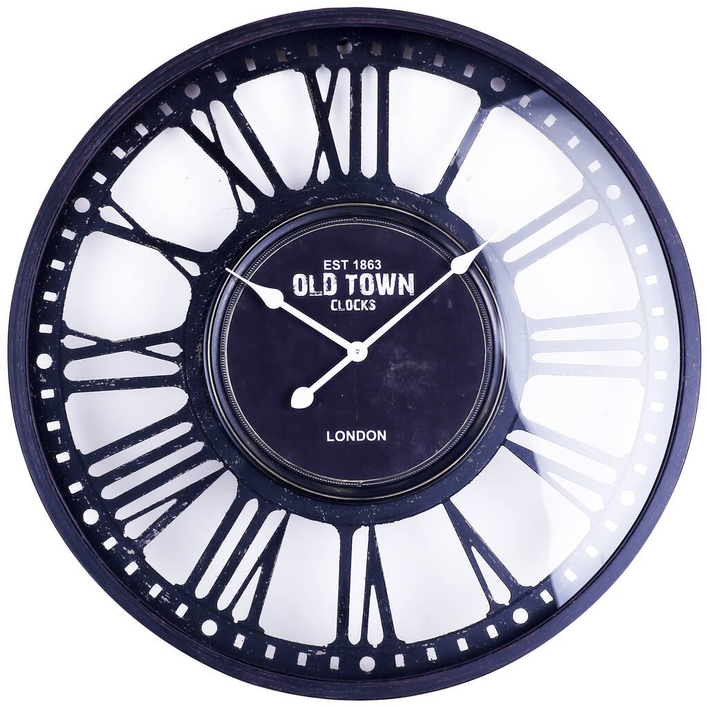 Hobbitholeco White/Black Glass/Metal Wall Clock