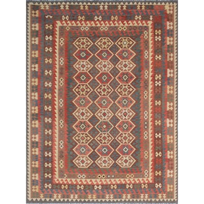 Noori Rugs Sangat Kilim Idris Brown/ Rust Wool Rug