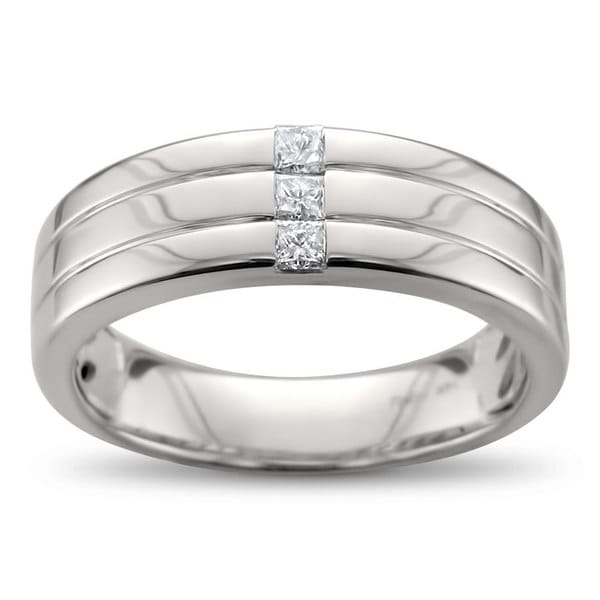 Men's 14k White Gold 1/5ct Princess-cut Diamond Wedding Band (H-I, I1)