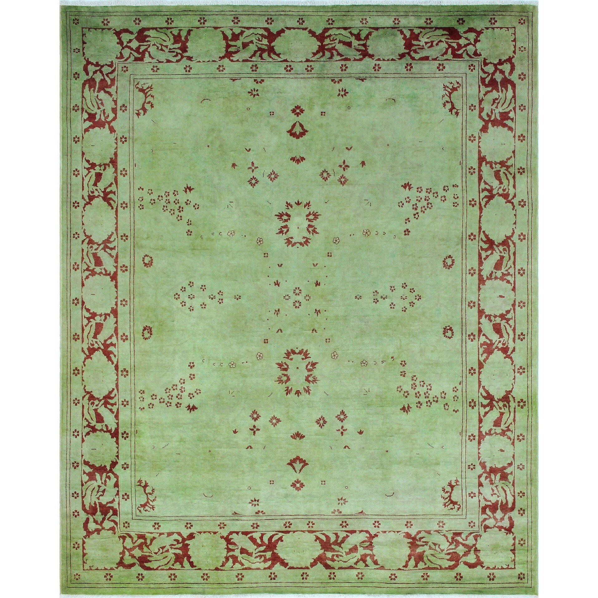 Noori Rug Overdyed Babür Hand Knotted Area Rug 8'0 x 9'9 Green/Rust Noori Rug Overdyed Babür Hand Knotted Area Rug 8'0 x 9'9 Green/Rust