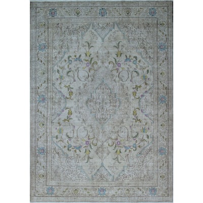 Noori Rug Distressed Ipek Overdyed Beige/Brown Wool Rug (7'11 x 10'9)