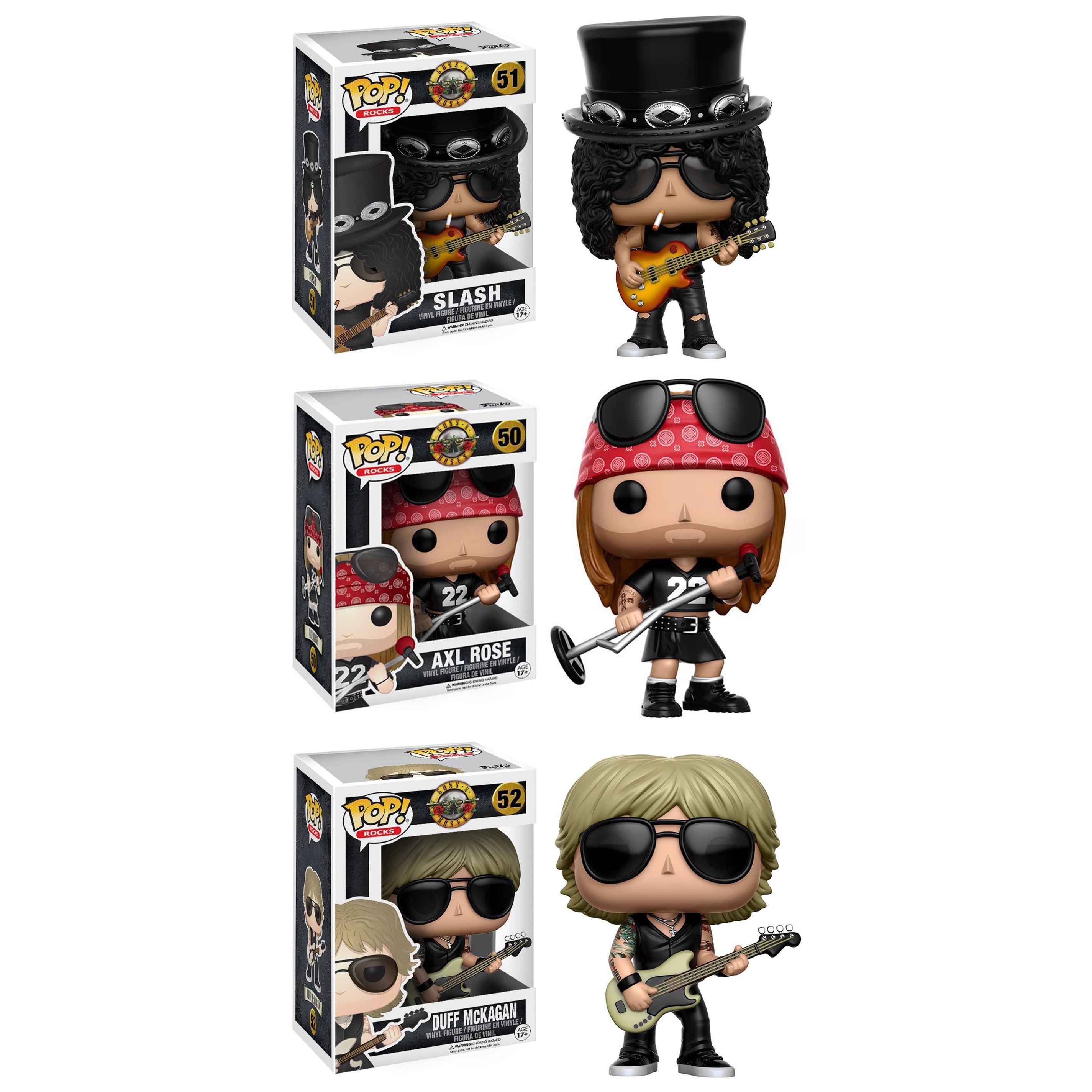 Funko POP Duff McKagan Axl Rose Rocks ~ GUNS N ROSES VINYL FIGURE SET ~ Slash
