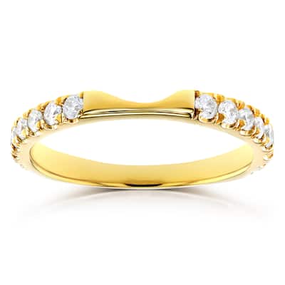Annello by Kobelli 14k Yellow Gold 1/2ct TDW Diamond Notched Wedding Band
