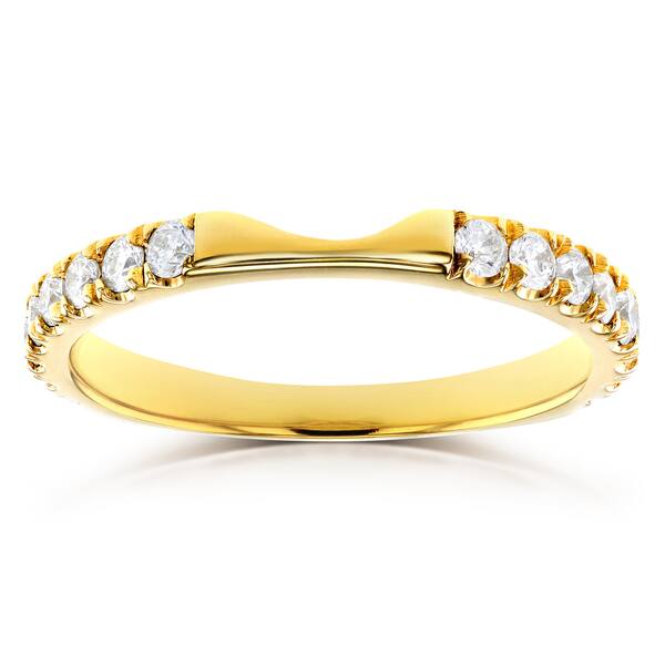 slide 1 of 5, Annello by Kobelli 14k Yellow Gold 1/2ct TDW Diamond Notched Wedding Band