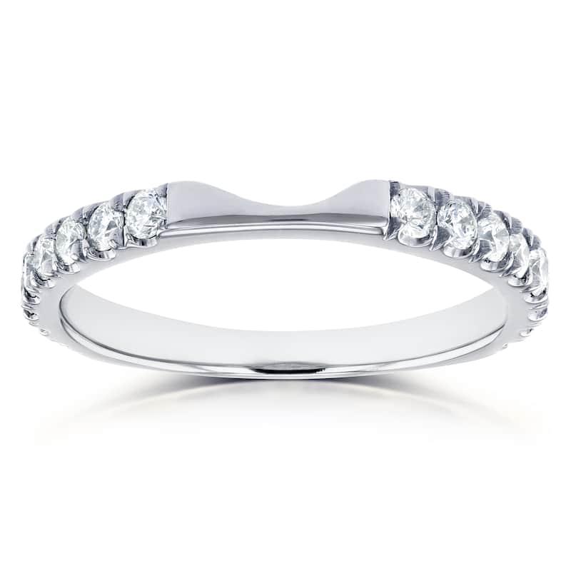 Annello by Kobelli 14k White Gold 1/2ct TDW Diamond Notched Wedding Band