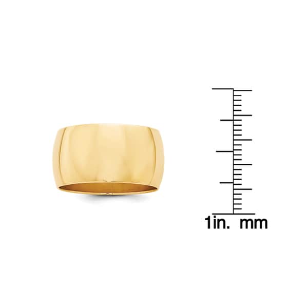 14K Yellow Gold Polished 12mm Standard Fit Half Round Band by Versil