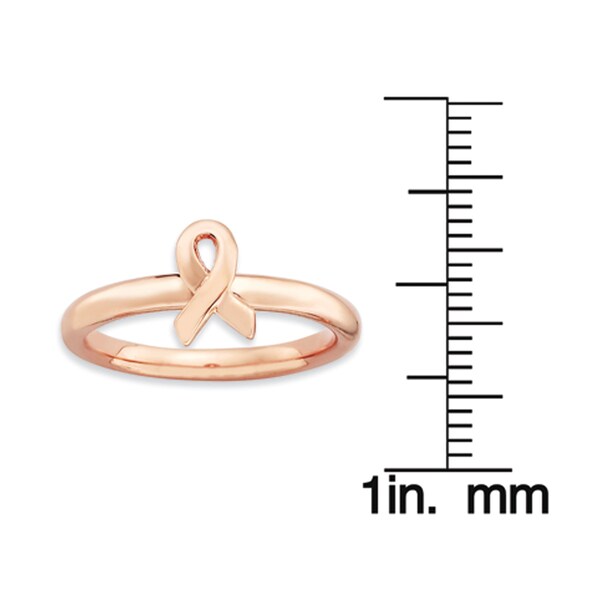 Silver Stackable 18K Rose Gold-plated Awareness Ribbon Ring Fashion QSK871