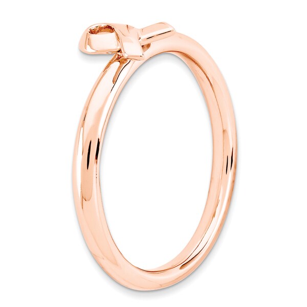 Silver Stackable 18K Rose Gold-plated Awareness Ribbon Ring Fashion QSK871