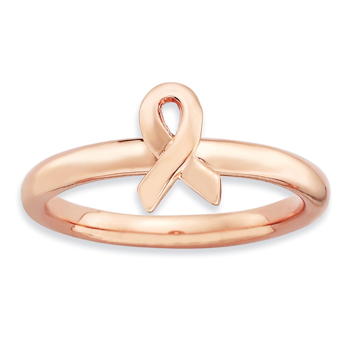 Silver Stackable 18K Rose Gold-plated Awareness Ribbon Ring Fashion QSK871