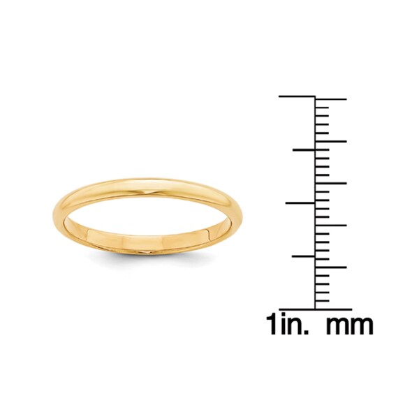 14K Yellow Gold 2.5mm Half Round Band Ring