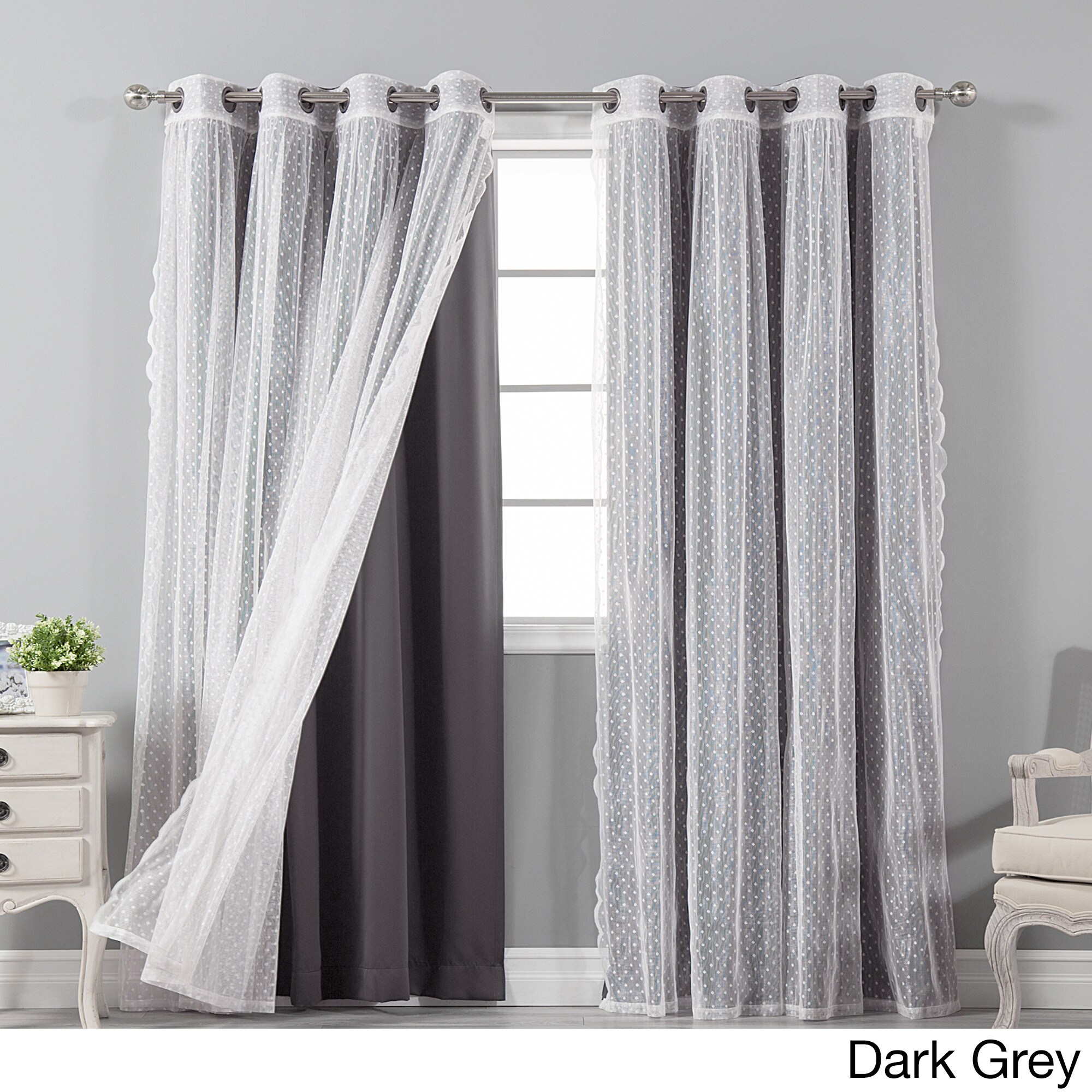 Shop Aurora Home Mix Match Blackout And Dot Sheer 4 Piece