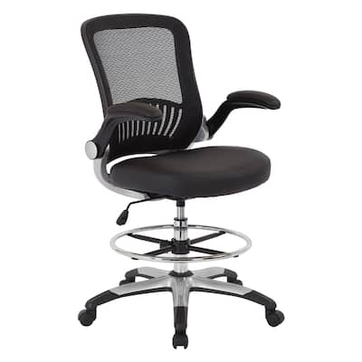 Work Smart Mesh Back Drafting Chair With Faux Leather Seat