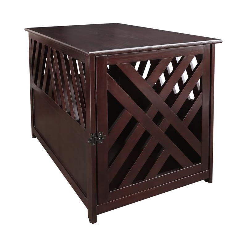 The Gray Barn Haney-Jardine Lattice Grey Wooden Pet Crate/ End Table