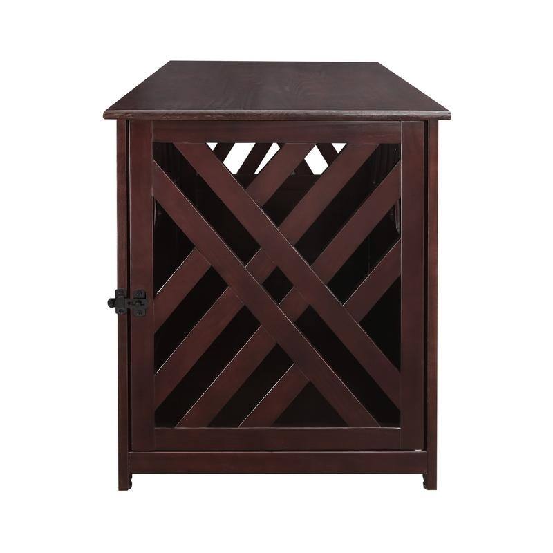 The Gray Barn Haney-Jardine Lattice Grey Wooden Pet Crate/ End Table