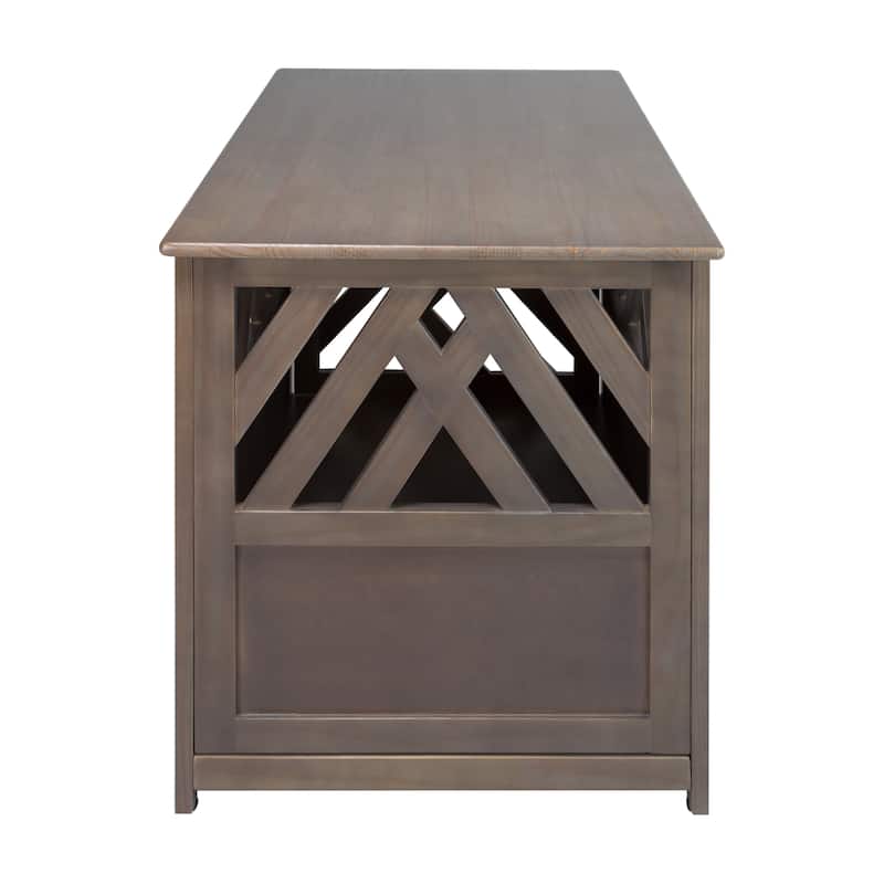 The Gray Barn Haney-Jardine Lattice Grey Wooden Pet Crate/ End Table