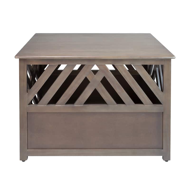 The Gray Barn Haney-Jardine Lattice Grey Wooden Pet Crate/ End Table