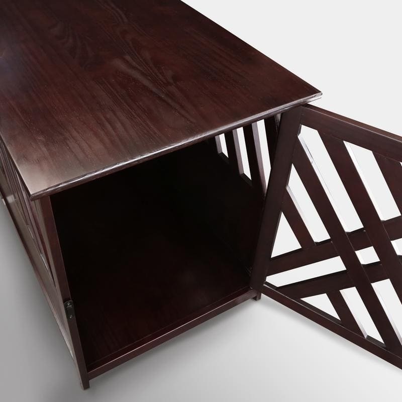 The Gray Barn Haney-Jardine Lattice Grey Wooden Pet Crate/ End Table