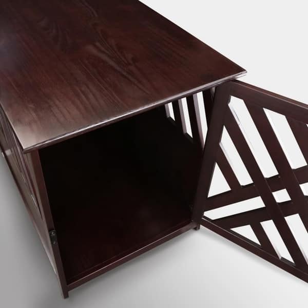 The Gray Barn HaneyJardine Lattice Grey Wooden Pet Crate/ End Table