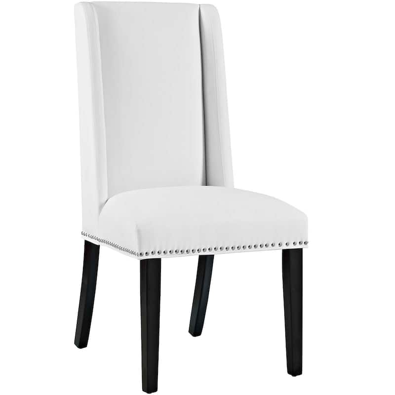 Baron White Vinyl Upholstery and Wood Frame Dining Chairs (Set of 2)