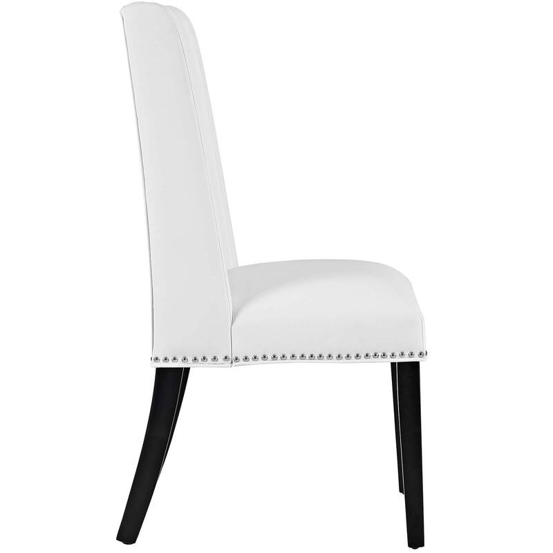 Baron White Vinyl Upholstery and Wood Frame Dining Chairs (Set of 2)