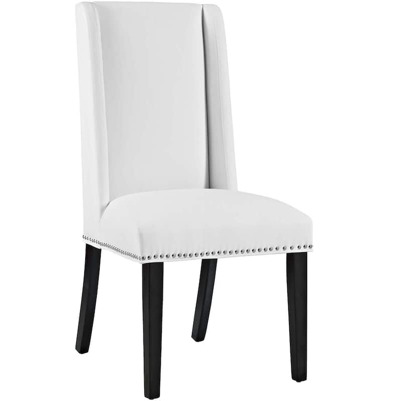 Baron White Vinyl Upholstery and Wood Frame Dining Chairs (Set of 2)