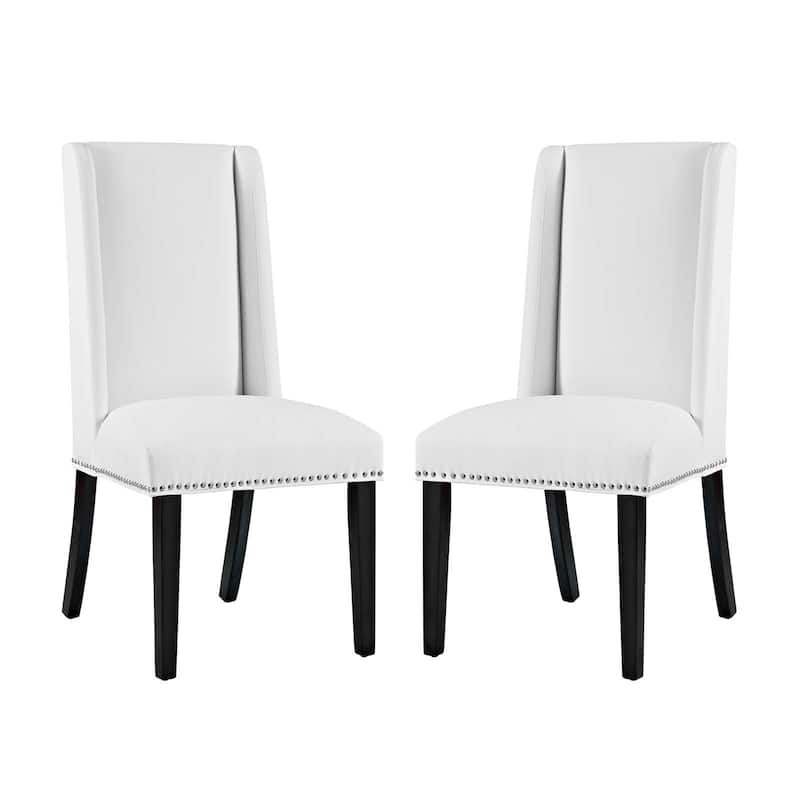 Baron White Vinyl Upholstery and Wood Frame Dining Chairs (Set of 2)