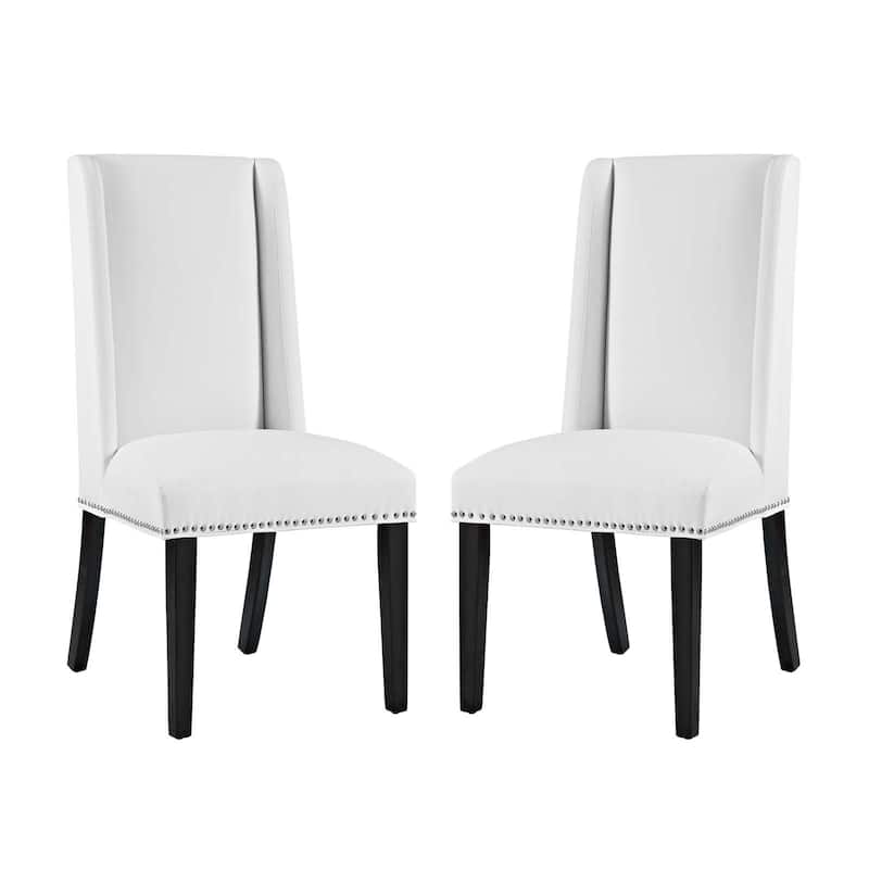 Baron White Vinyl Upholstery and Wood Frame Dining Chairs (Set of 2)