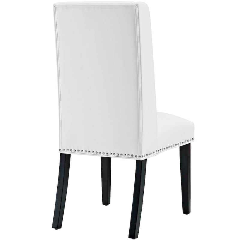 Baron White Vinyl Upholstery and Wood Frame Dining Chairs (Set of 2)