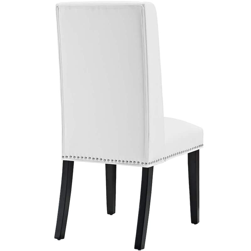 Baron White Vinyl Upholstery and Wood Frame Dining Chairs (Set of 2)