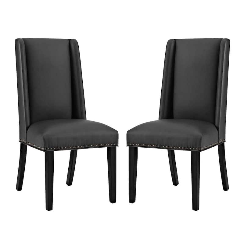 Baron White Vinyl Upholstery and Wood Frame Dining Chairs (Set of 2)
