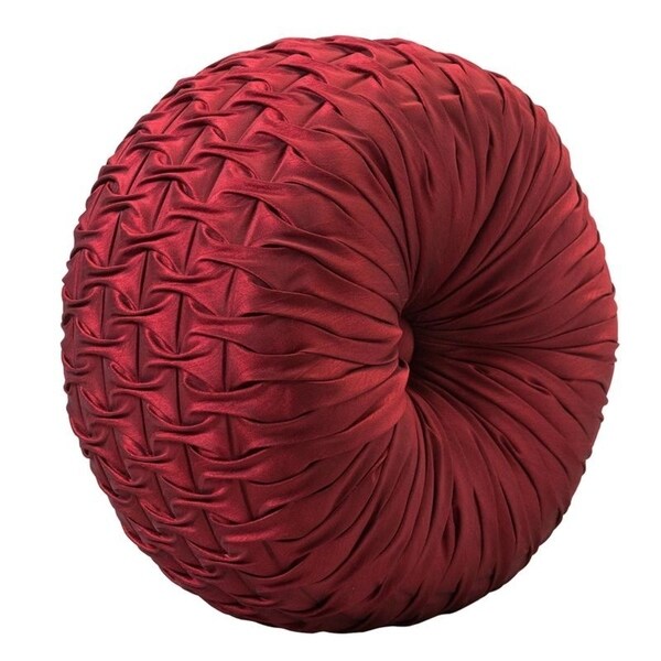 Shop Faux Silk Ruched Tufted Round Throw Pillow 14-inch - Free Shipping On Orders Over $45 ...