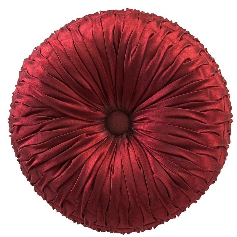 Shop Faux Silk Ruched Tufted Round Throw Pillow 14 Inch Free