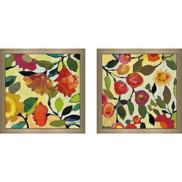 "Floral Tile I" Wall Art Set of 2, Matching Set