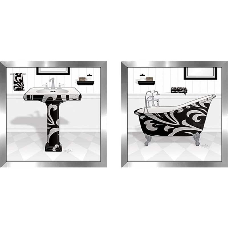 "Black Damask Tub" Wall Art Set of 2, Matching Set
