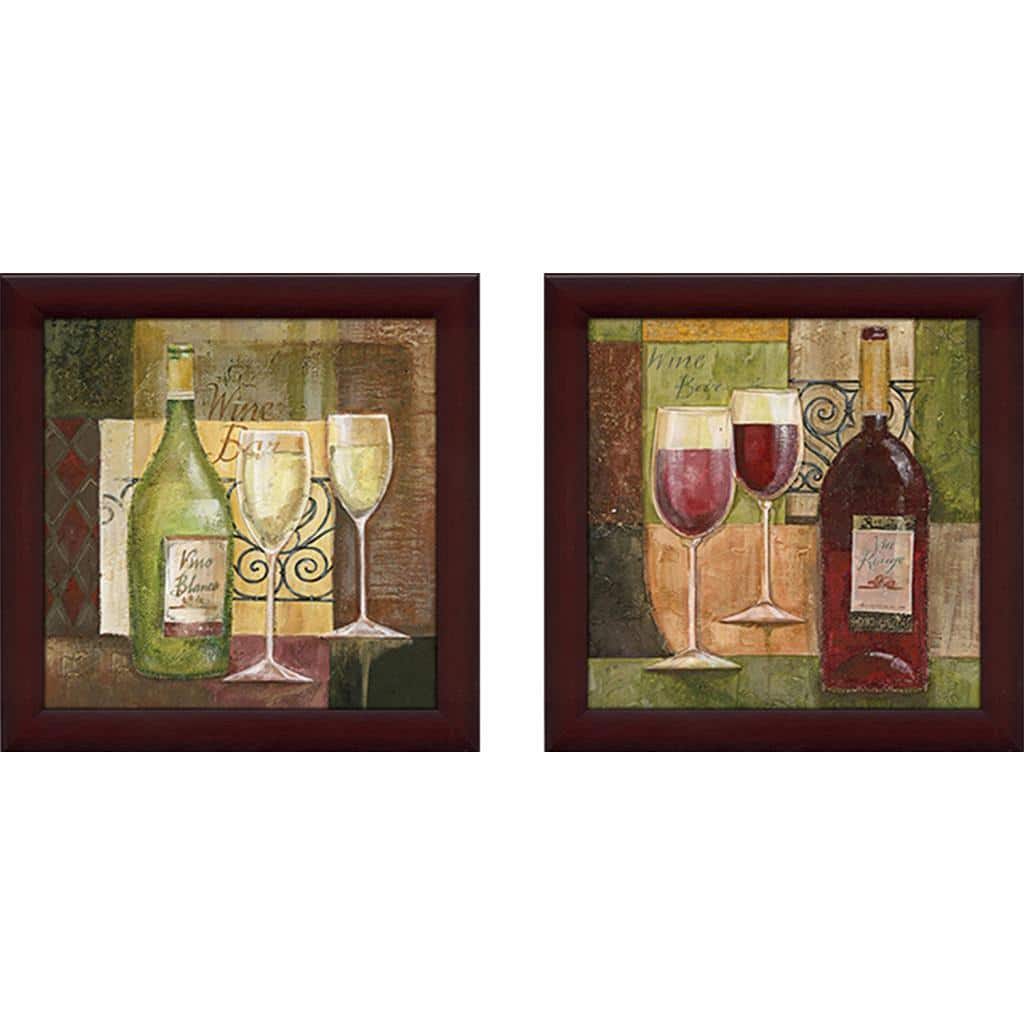 "Red Wine Bar" Wall Art Set of 2, Matching Set