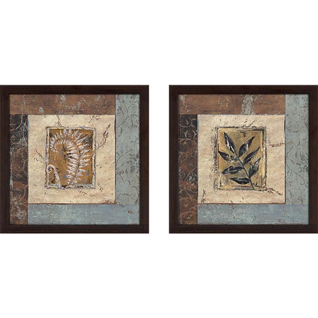 "Blue Brown Fern IV" Wall Art Set of 2, Matching Set Bed Bath