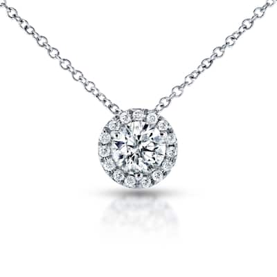 Annello by Kobelli 14k White Gold 3/5ct TDW Circle Diamond Halo Necklace