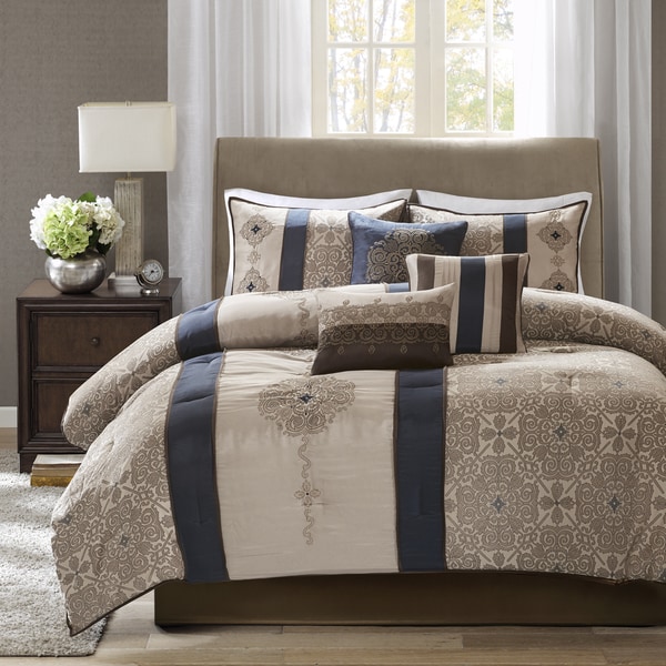 Madison Park Blaine Navy 7 Piece Jacquard Comforter Set