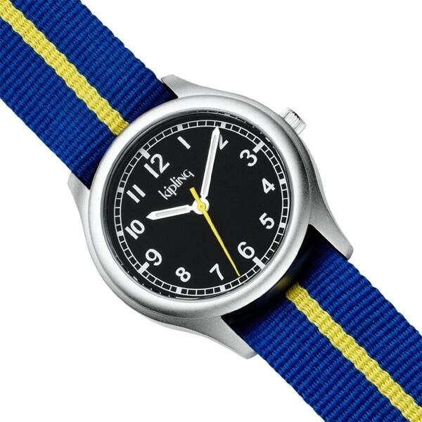 slide 1 of 2, Kipling Kids Blue Vintage Yellow Stripe Quartz Watch