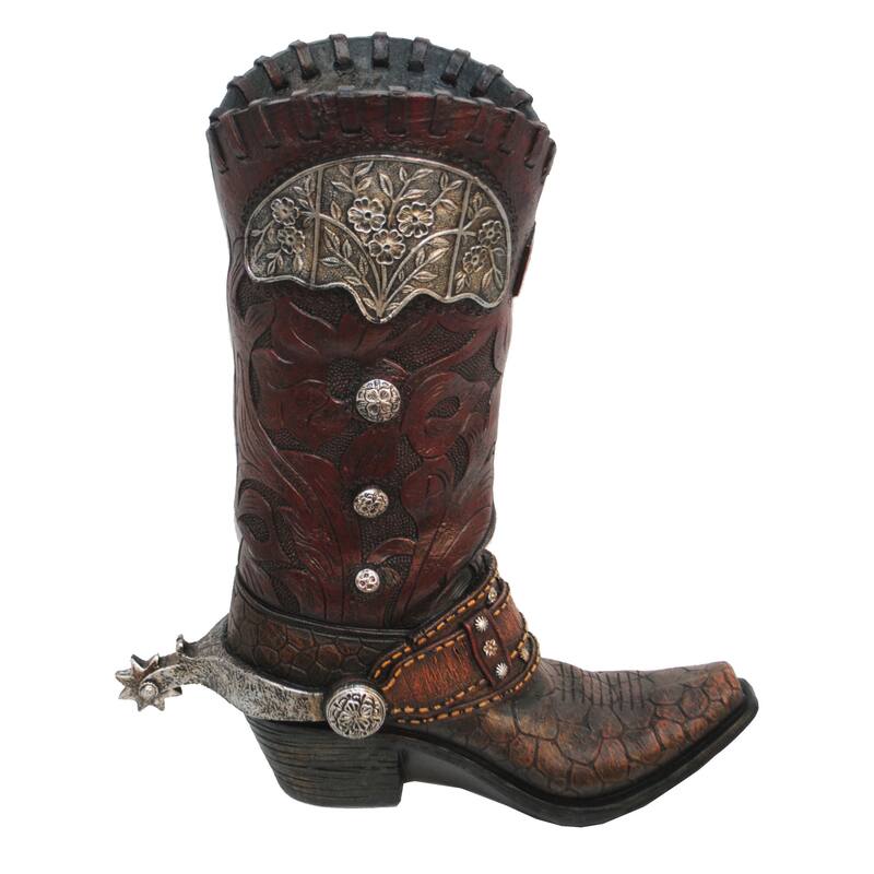 Paseo Road by Hiend Accents Tooled Cowboy Boot Vase, 1PC