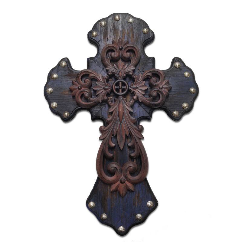 HiEnd Accents Studded Wood Cross W/Metal Cross Overlay (Ea)